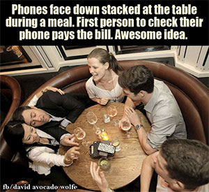 Phone face down on table