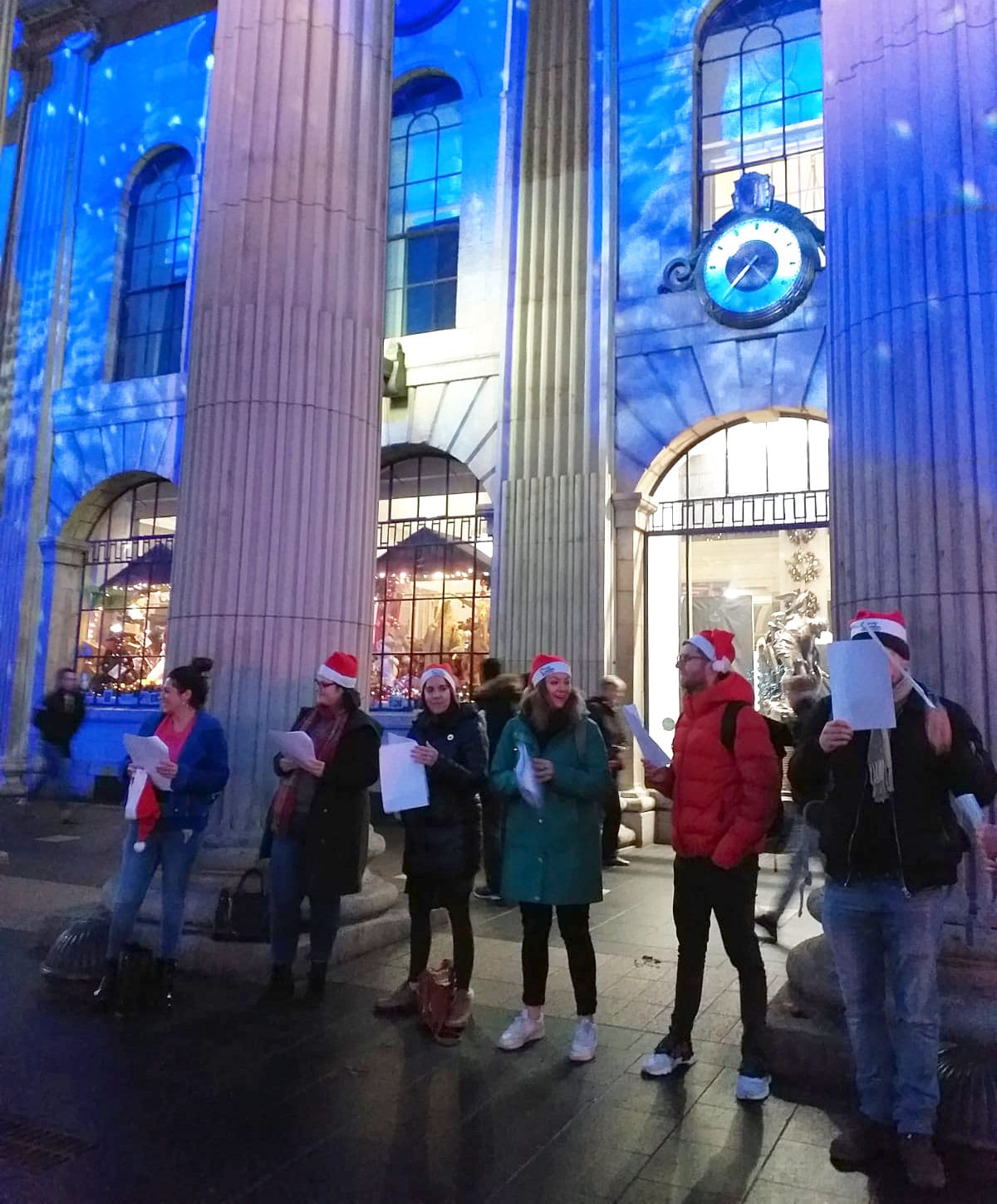 Some of the Md7 team singing outside of the historical General Post Office (G.P.O.) on O’Connell Street in Dublin.