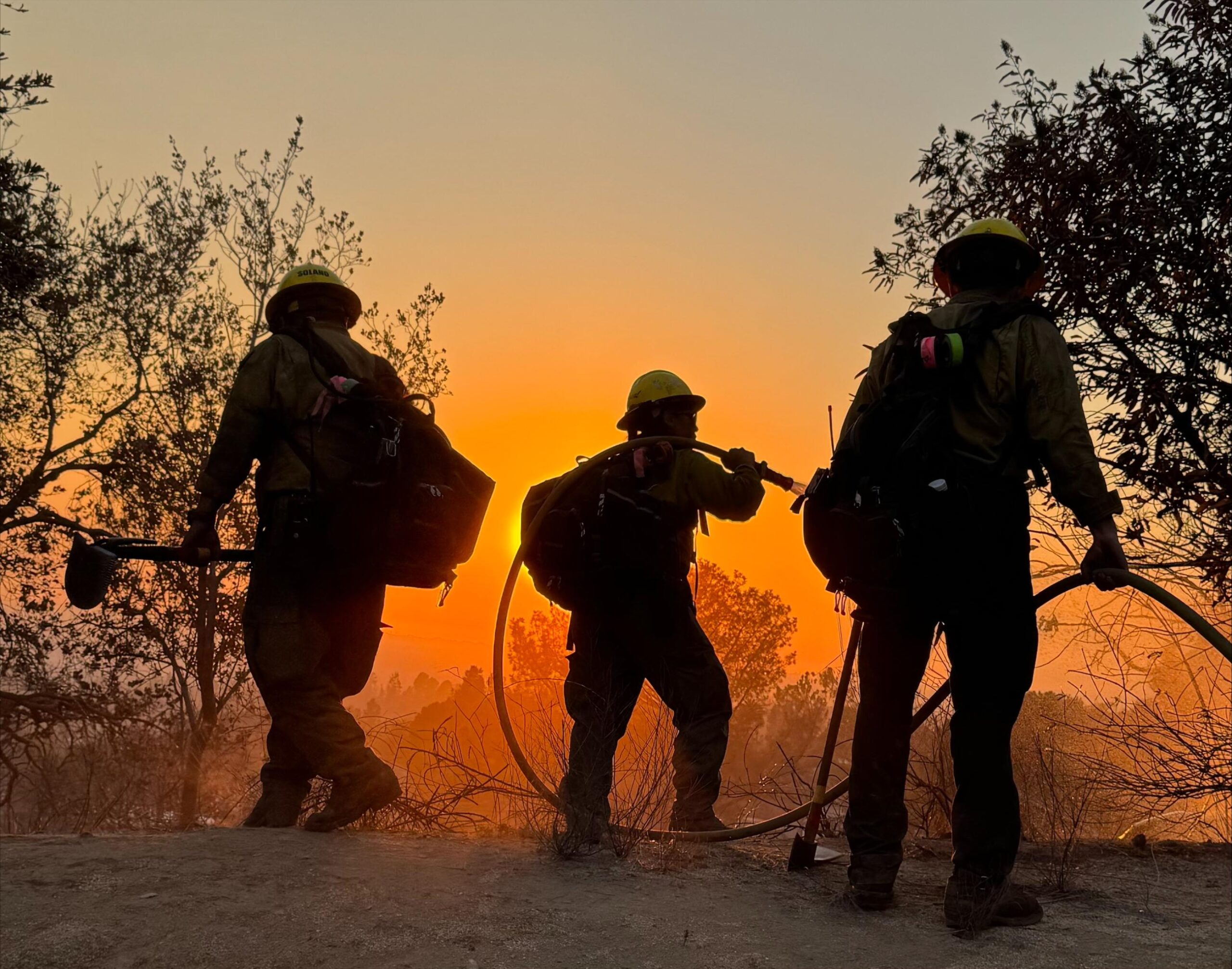 Firefighters in the Angeles National Forest fighting the Eaton fire Jan 2025